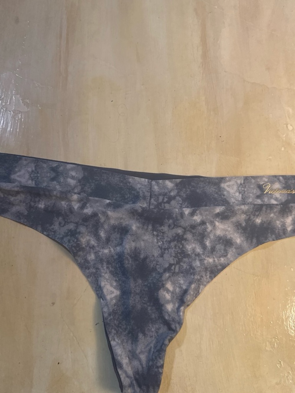 Victoria's Secret Gray-Blue Tie-Dye Thong Swim Bottom